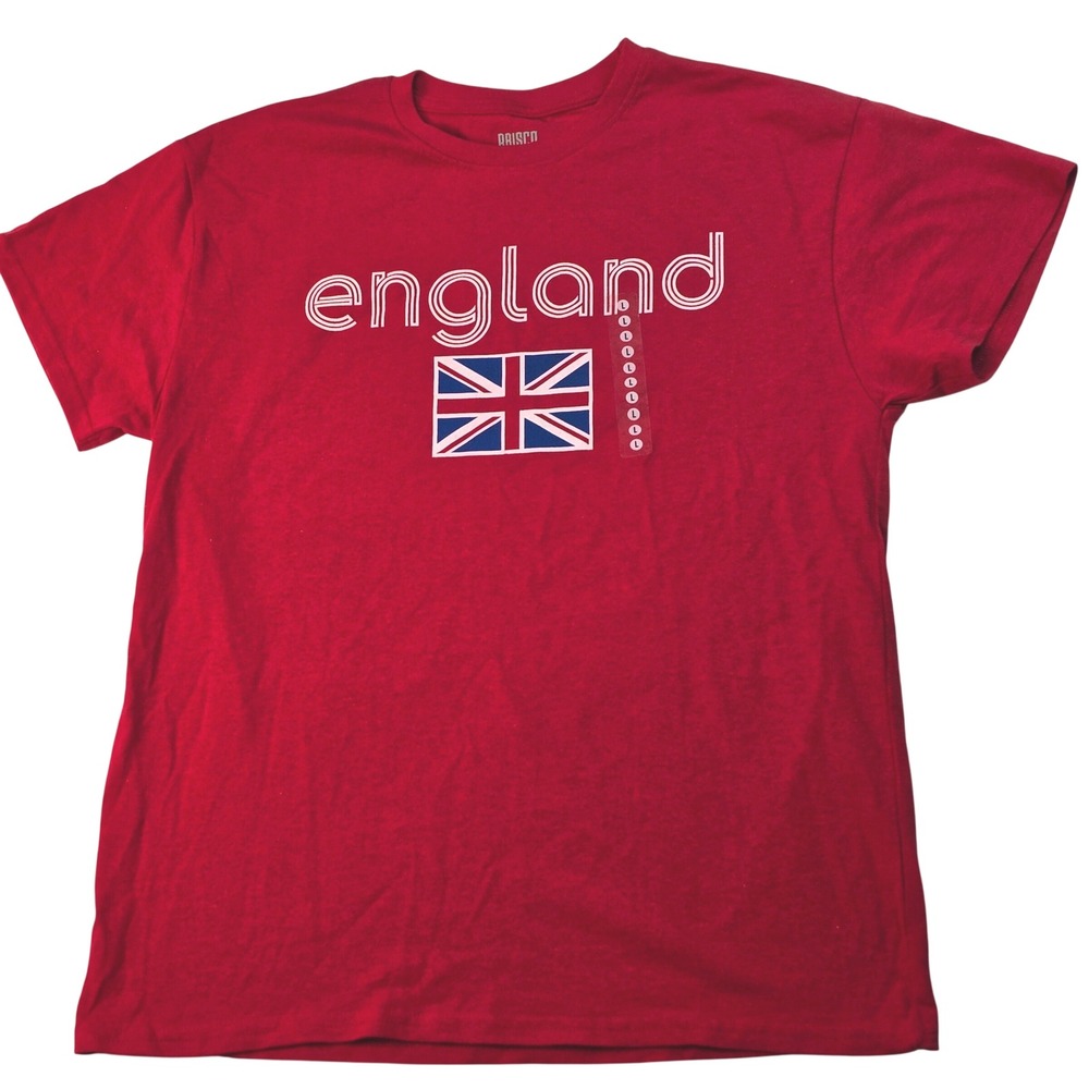 Brisco Brands Mens England Union Jack Flag Graphic T-Shirt‎ Red Large NEW